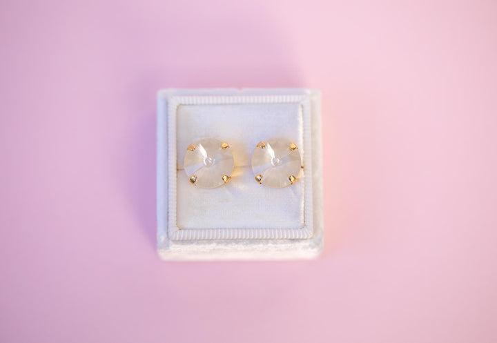 Neutral Stud Earrings -12mm Rivoli- choose crystal color and setting color