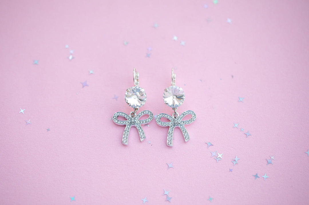 12mm Rivoli Crystal Bow Drops OR Studs - choose setting