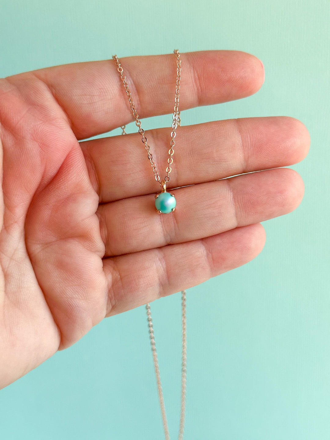 6mm or 8mm Necklace - Caribbean Blue Pearl -select color setting