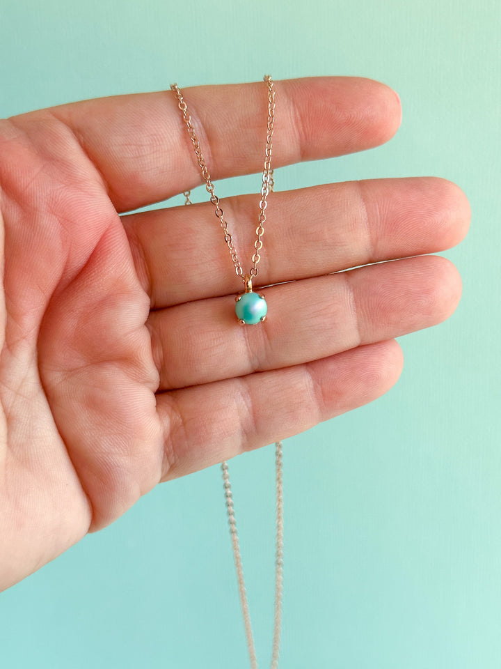 6mm or 8mm Necklace - Caribbean Blue Pearl -select color setting