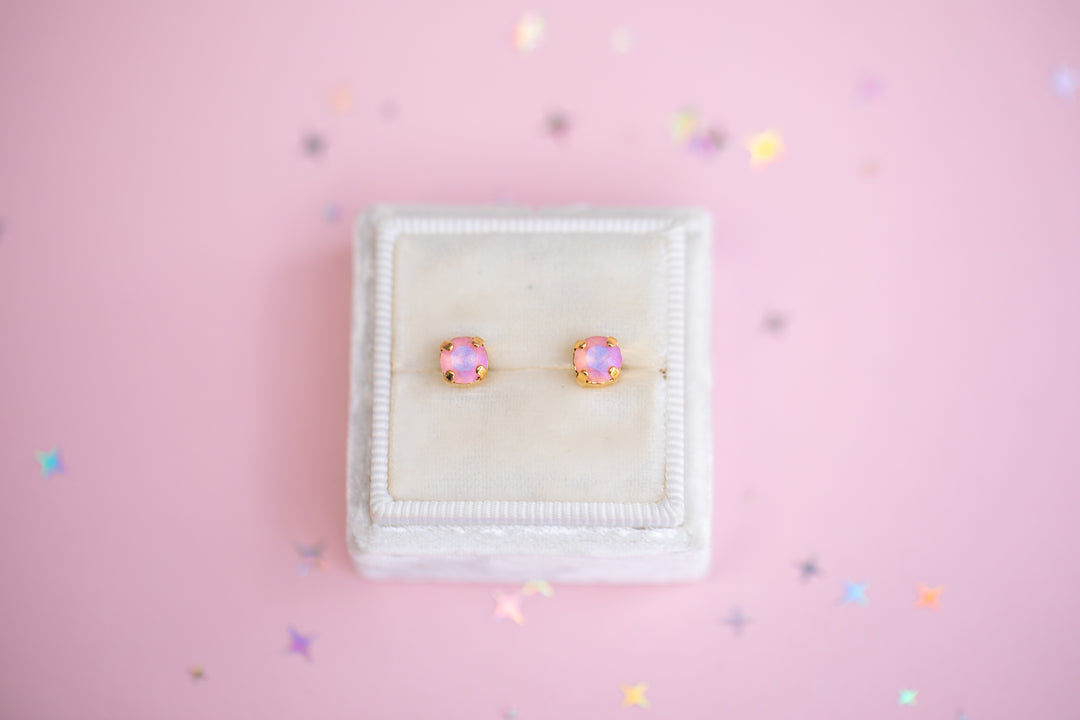5mm Stud Earrings in Light Rose Frost