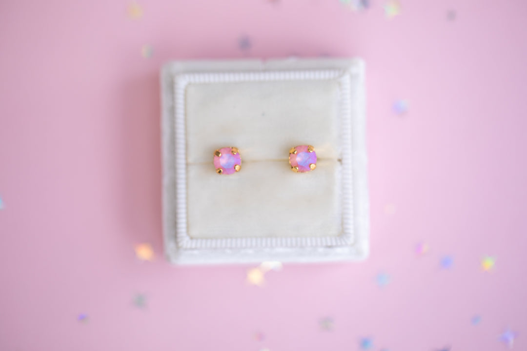 5mm Stud Earrings in Light Rose Frost