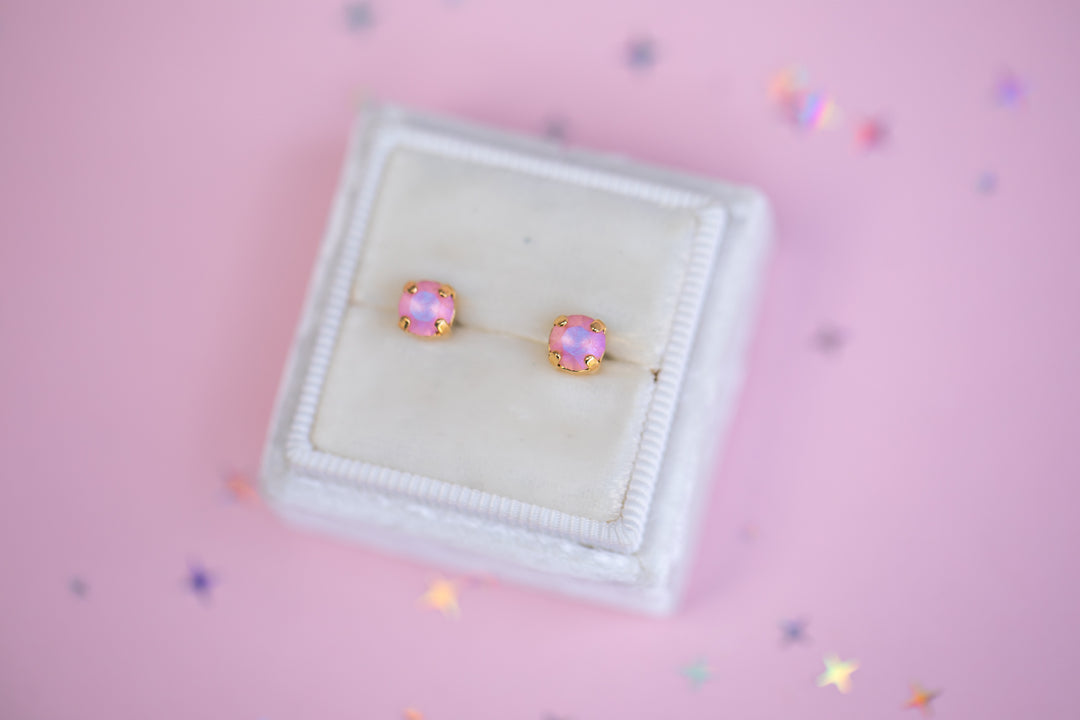 5mm Stud Earrings in Light Rose Frost