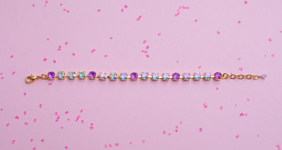 6mm Bracelet Electric Orchid Twinkle Sparkle - Choose setting Color and Length