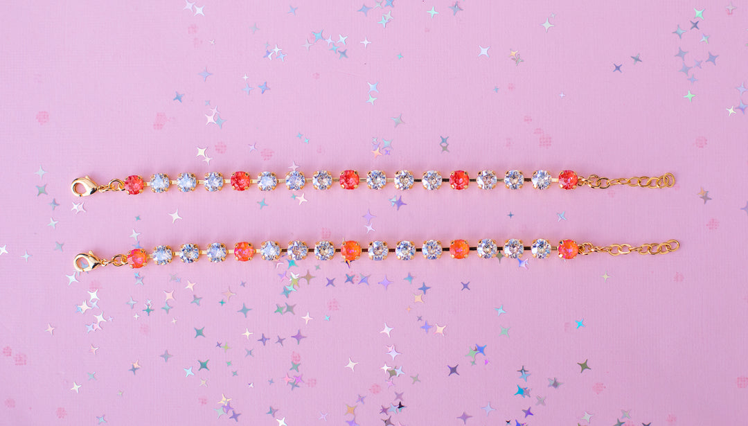 6mm Bracelet - Moonlight + Orange Glow Delite OR Moonlight + Orange Twinkle