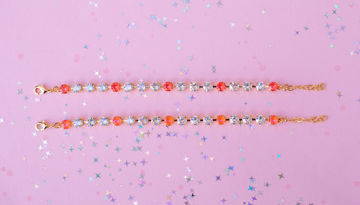 6mm Bracelet - Moonlight + Orange Glow Delite OR Moonlight + Orange Twinkle