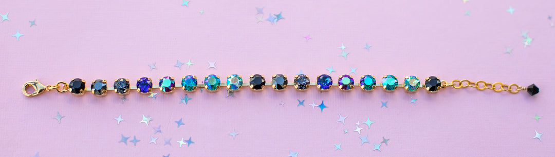 6mm Crystal Bracelet: Moonlit Teal  - Choose setting Color and Length