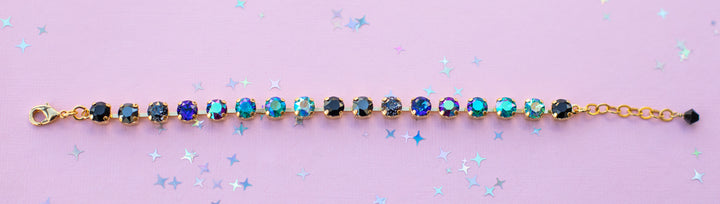 6mm Crystal Bracelet: Moonlit Teal  - Choose setting Color and Length