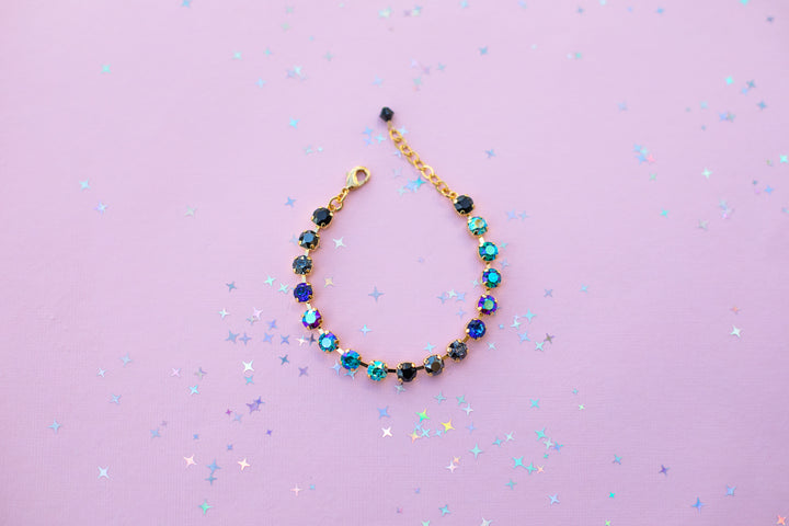 6mm Crystal Bracelet: Moonlit Teal  - Choose setting Color and Length