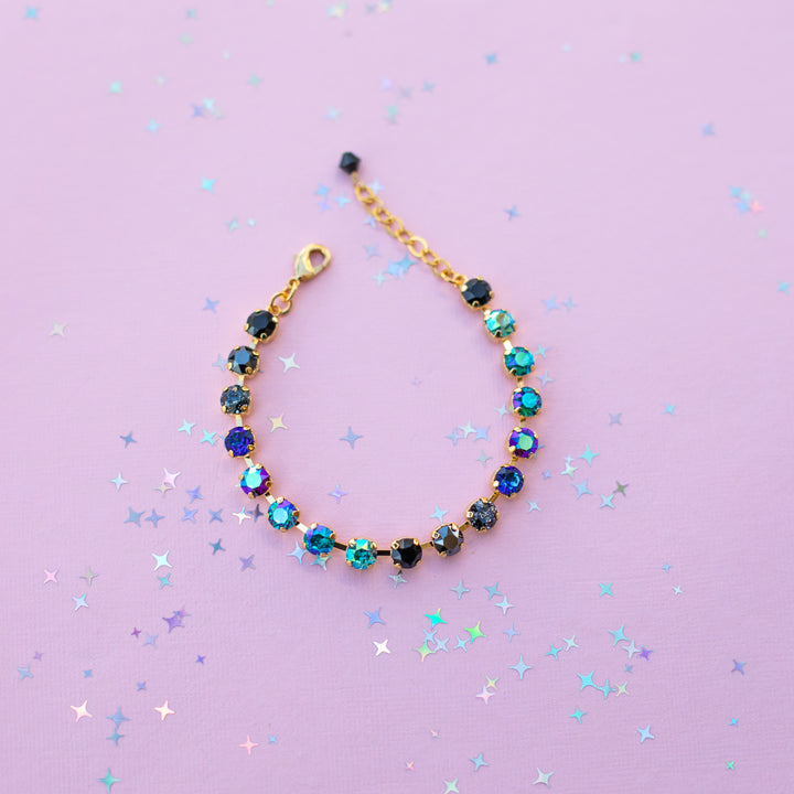6mm Crystal Bracelet: Moonlit Teal  - Choose setting Color and Length