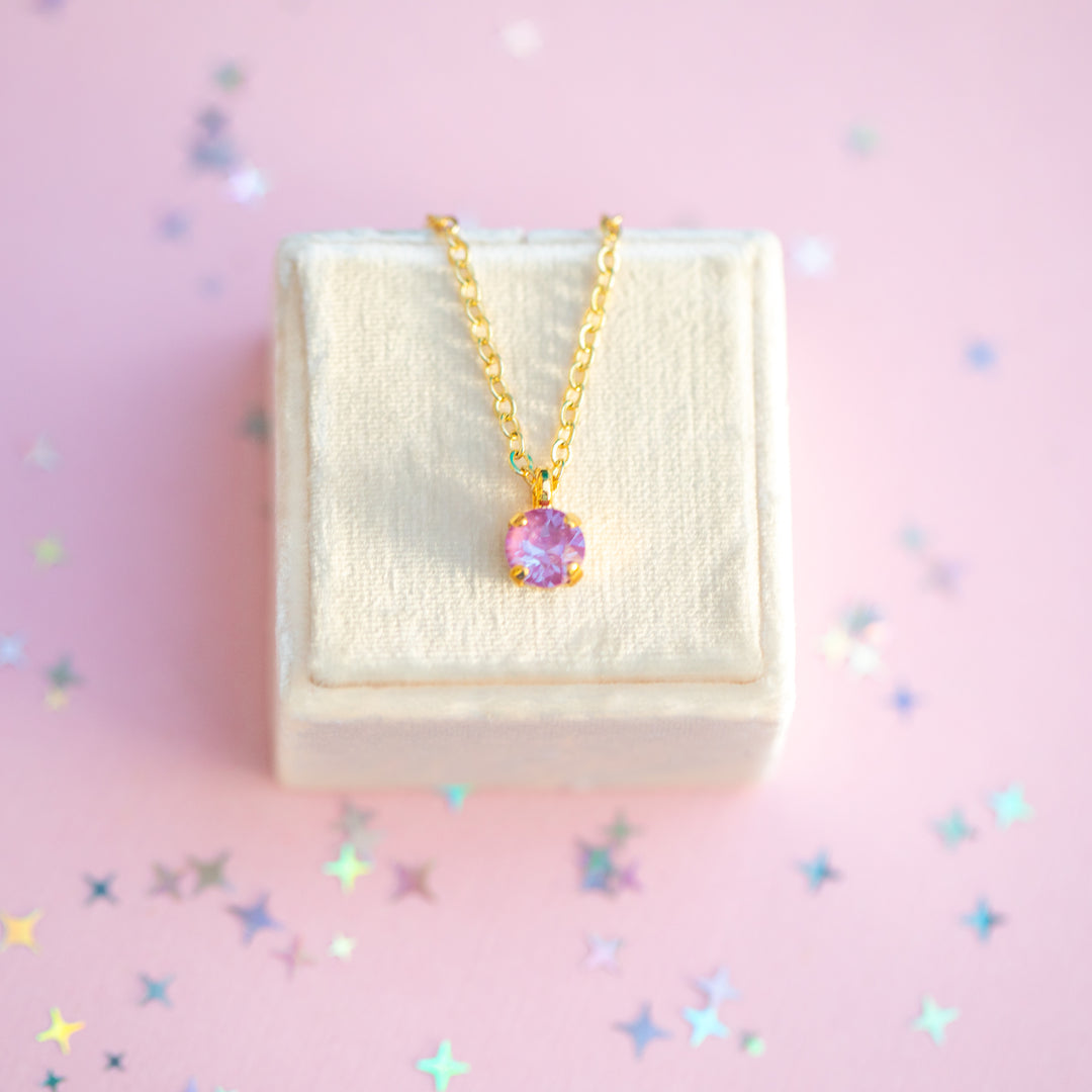 6mm Single Stone Necklace: Petunia Twinkle
