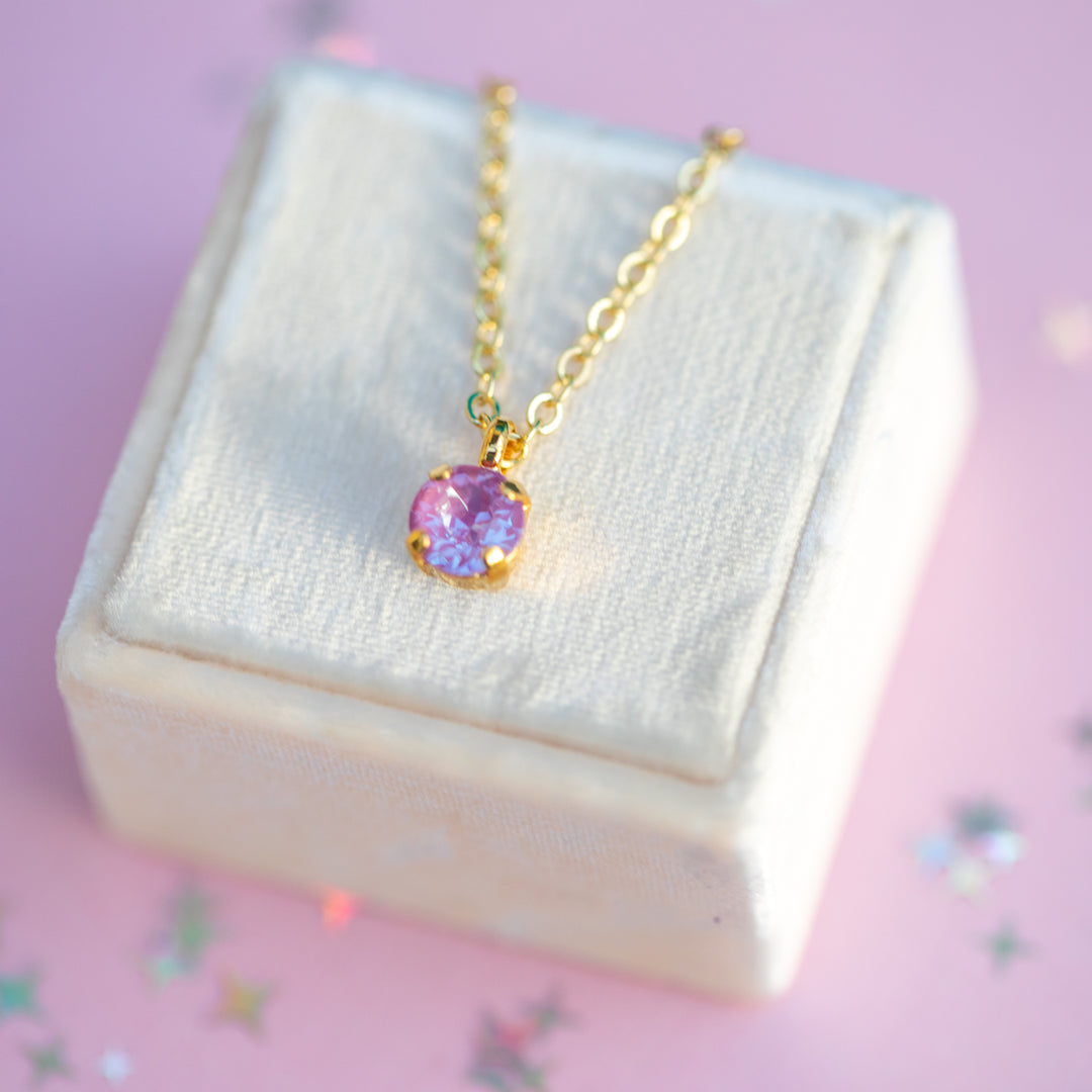 6mm Single Stone Necklace: Petunia Twinkle