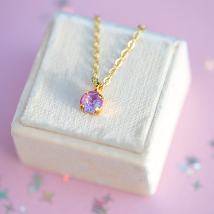 6mm Single Stone Necklace: Petunia Twinkle