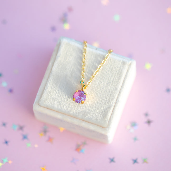 6mm Single Stone Necklace: Petunia Twinkle