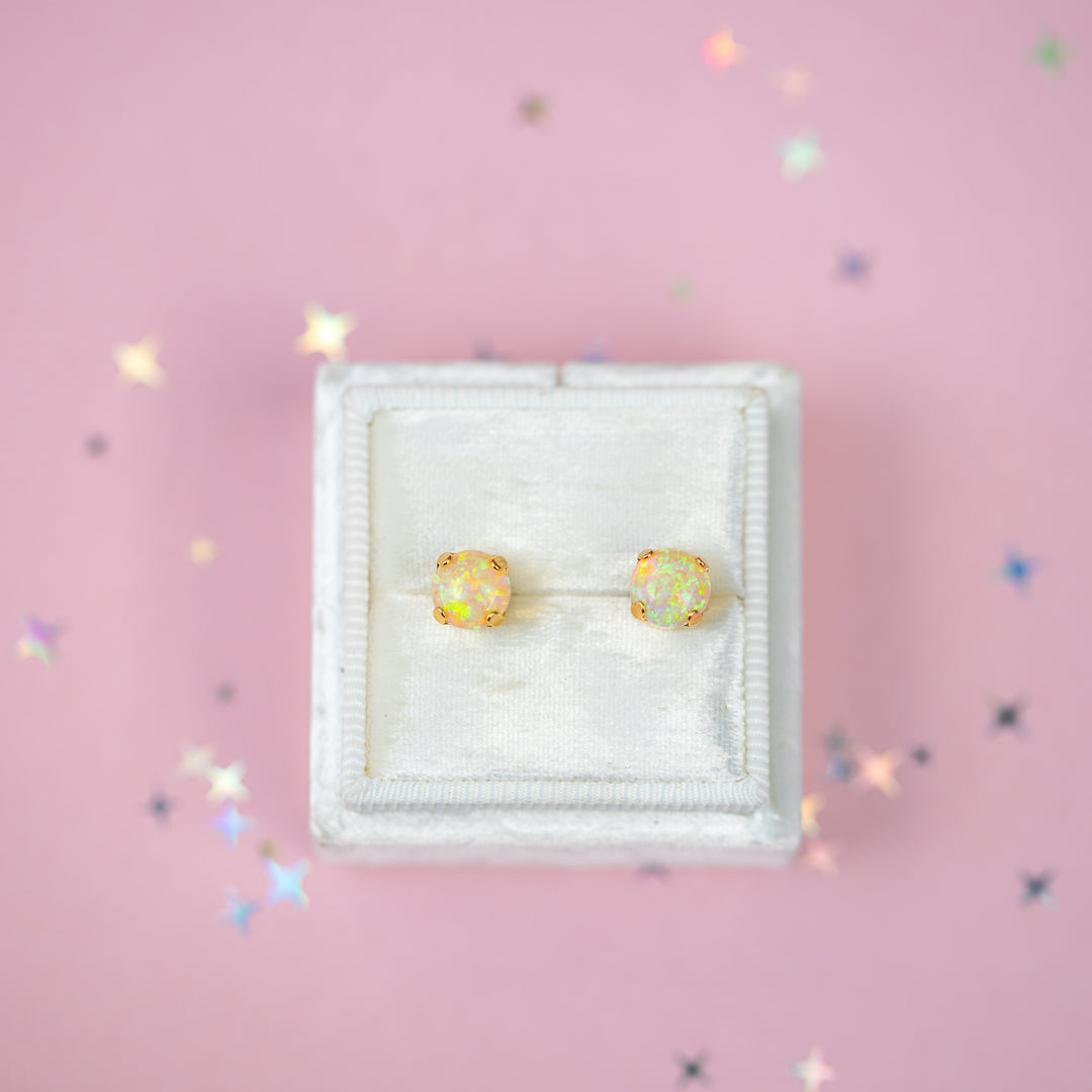 pastel yellow opal studs