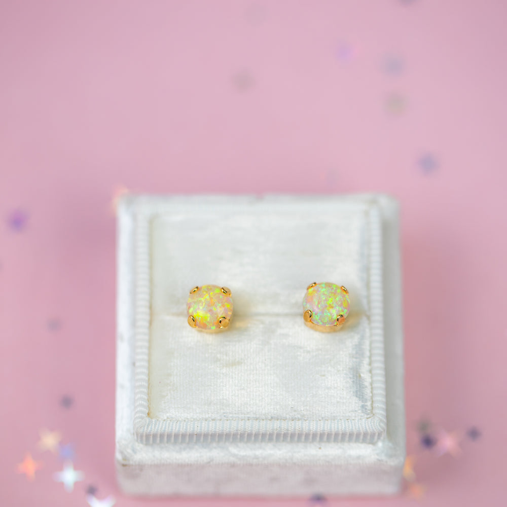 pastel yellow opal studs