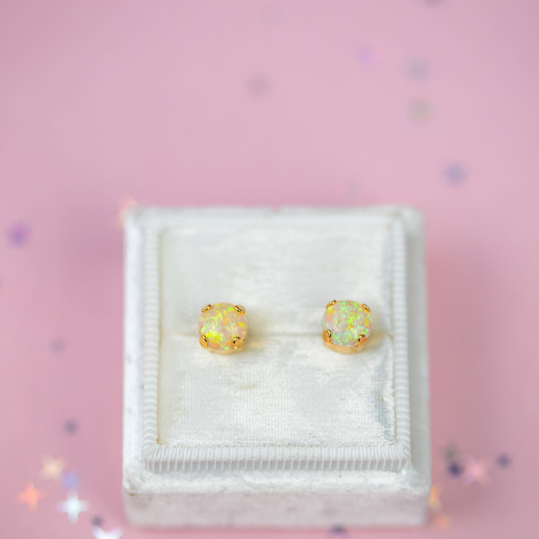 pastel yellow opal studs
