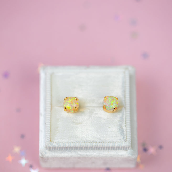 pastel yellow opal studs
