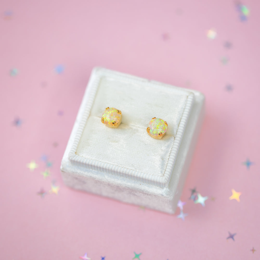 pastel yellow opal studs