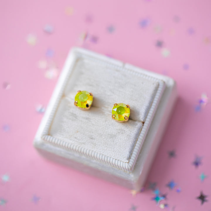 The Shell Petite Stud— 6mm (Electric Yellow AB)