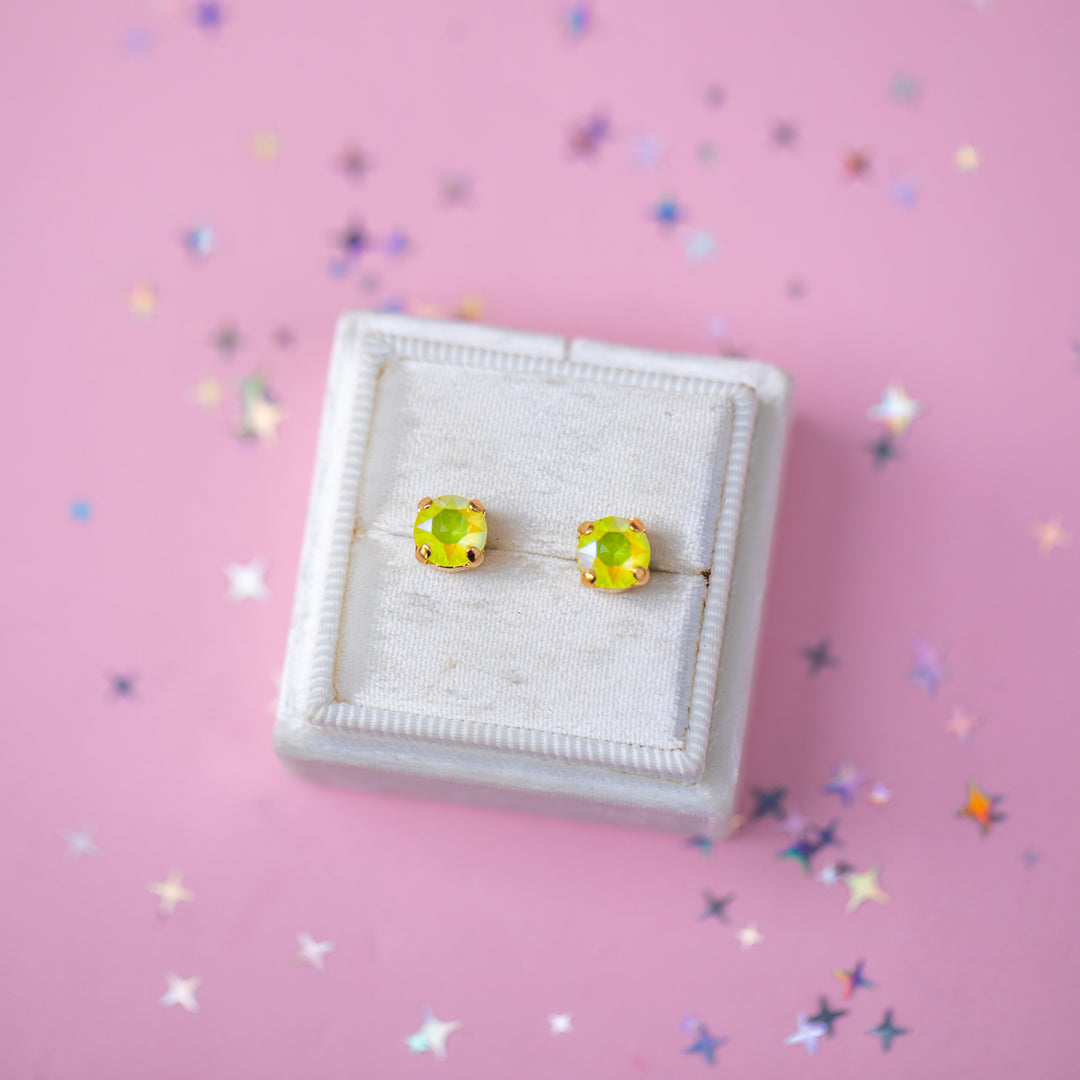 The Shell Petite Stud— 6mm (Electric Yellow AB)