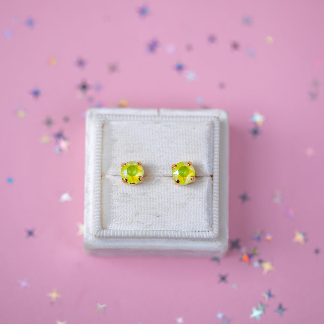 The Shell Petite Stud— 6mm (Electric Yellow AB)