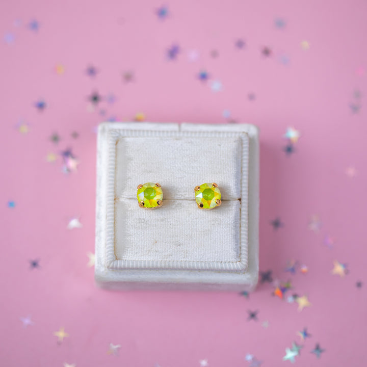 The Shell Petite Stud— 6mm (Electric Yellow AB)