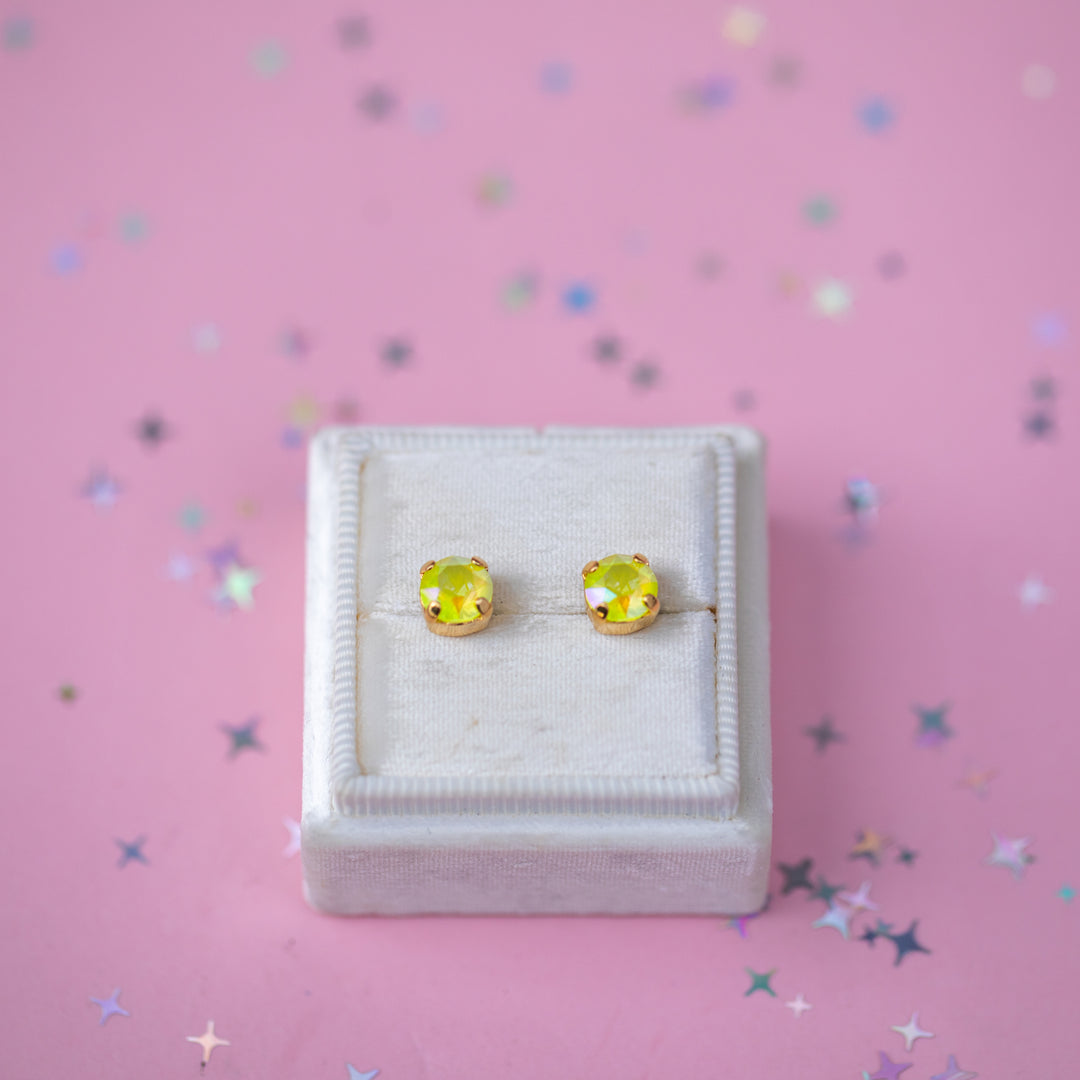 The Shell Petite Stud— 6mm (Electric Yellow AB)