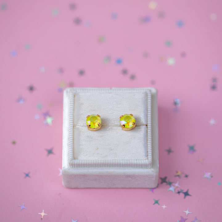 The Shell Petite Stud— 6mm (Electric Yellow AB)