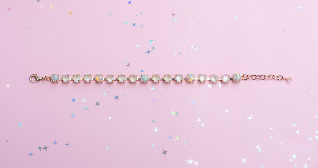 6mm Crystal Bracelet: Ivory Cream Delite with OPALS