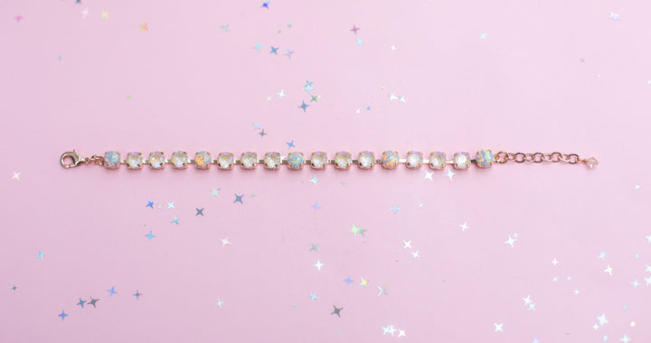 6mm Crystal Bracelet: Ivory Cream Delite with OPALS