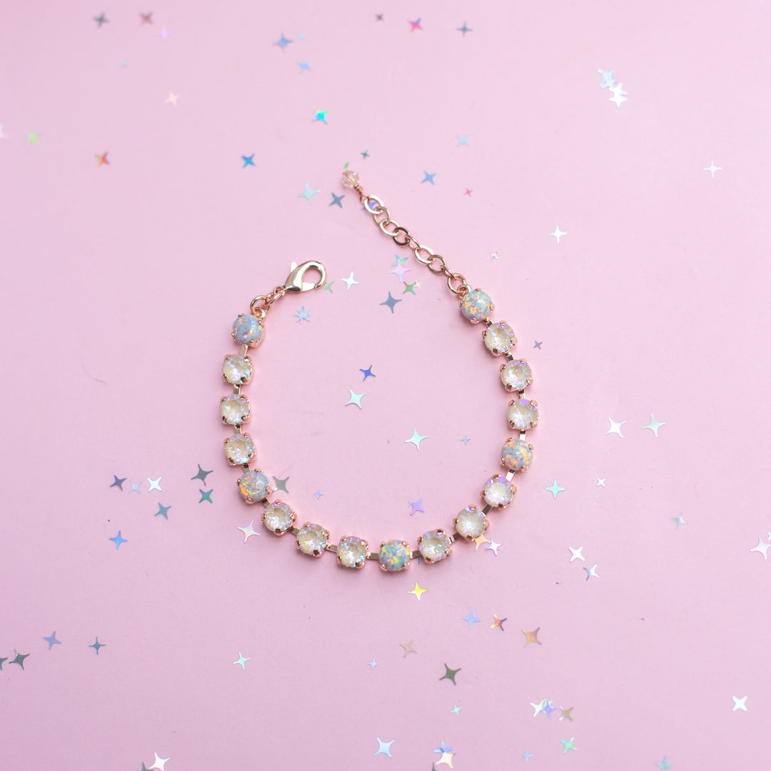 6mm Crystal Bracelet: Ivory Cream Delite with OPALS