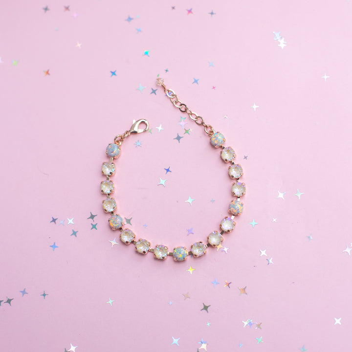 6mm Crystal Bracelet: Ivory Cream Delite with OPALS