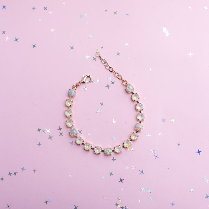 6mm Crystal Bracelet: Ivory Cream Delite with OPALS