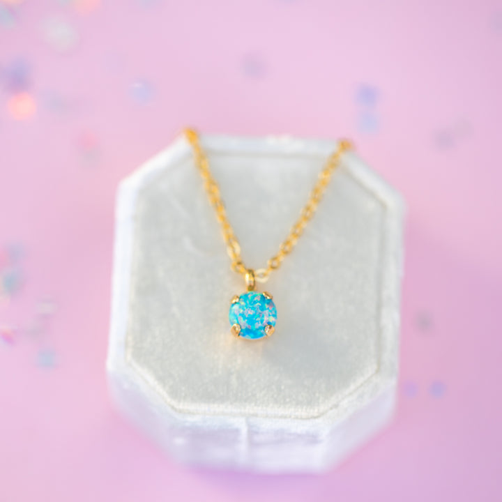 6mm Single Stone Necklace: Blue Moon Opal