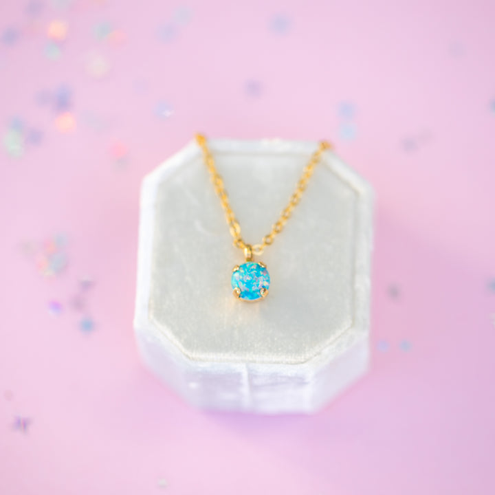 6mm Single Stone Necklace: Blue Moon Opal