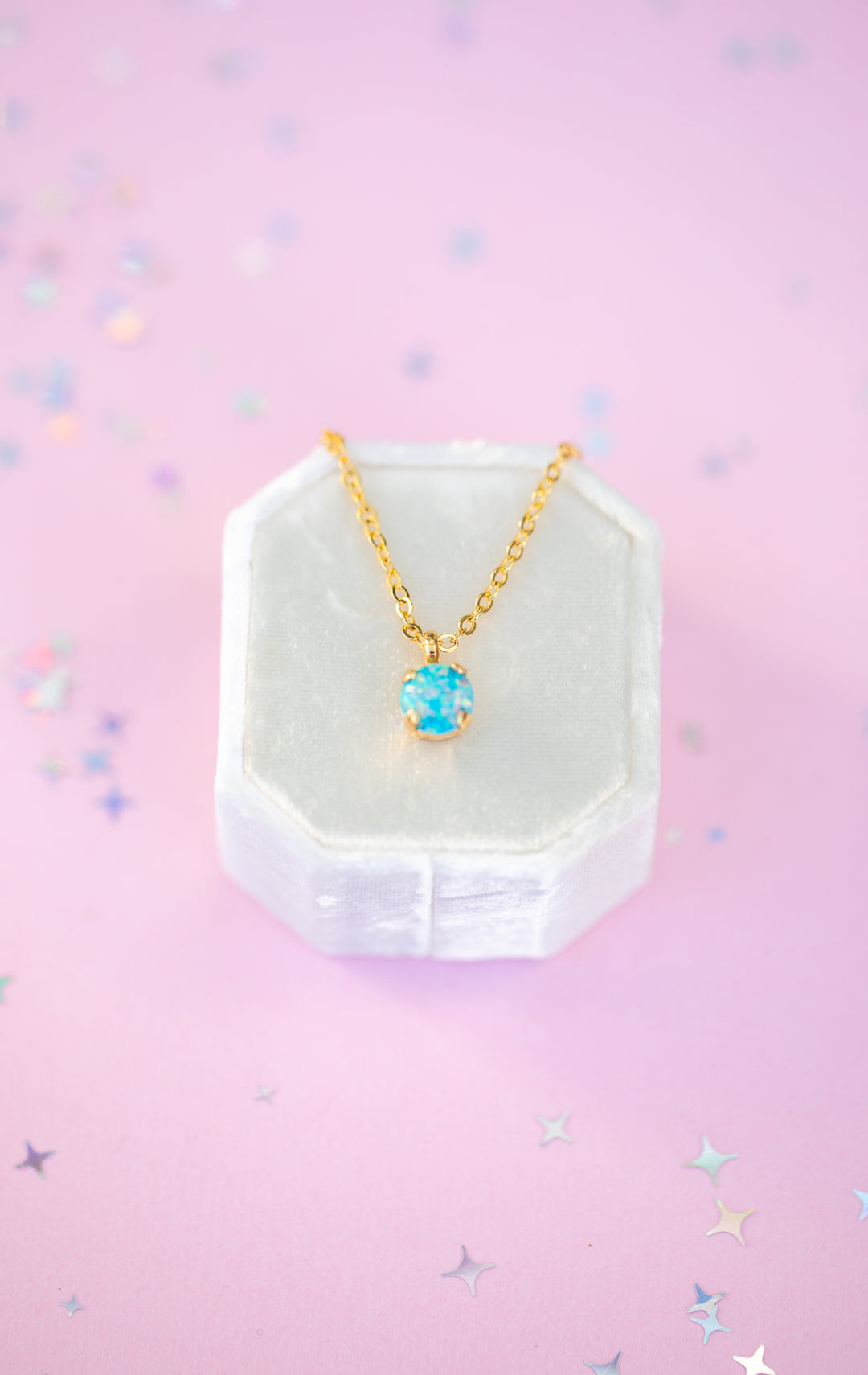 6mm Single Stone Necklace: Blue Moon Opal
