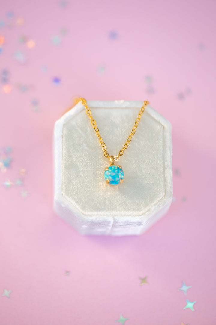 6mm Single Stone Necklace: Blue Moon Opal