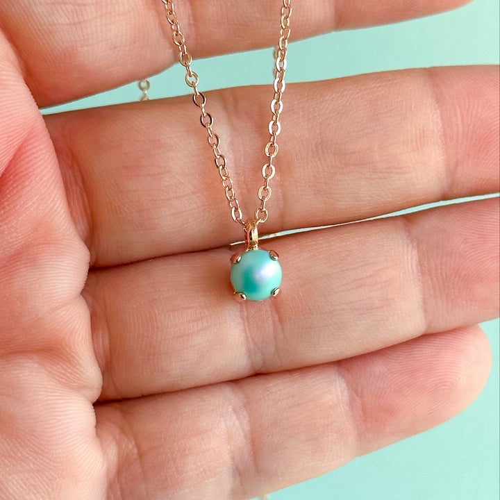 6mm or 8mm Necklace - Caribbean Blue Pearl -select color setting