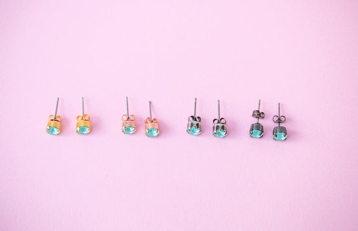 6mm Frosted Mint Twinkle Studs or Drops