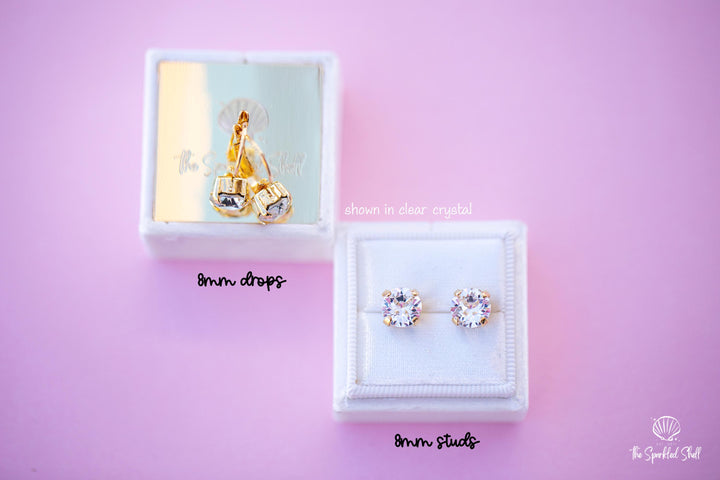 Crystal Favorites Stud Earrings - 8mm - choose crystal color and setting color