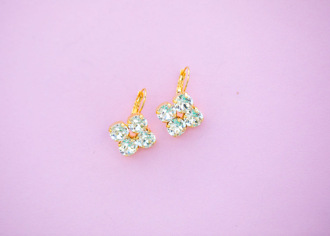 4 stone Clover 8mm Crystal Drops  - choose setting color
