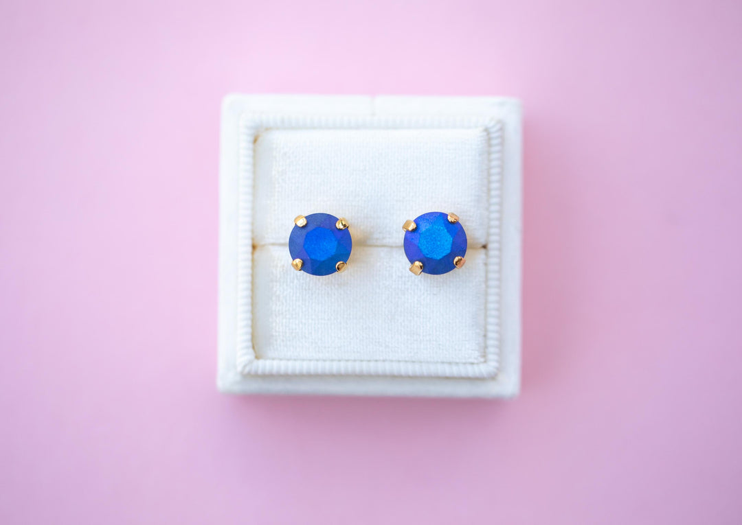 Sapphire Frost Stud Earrings - 8mm