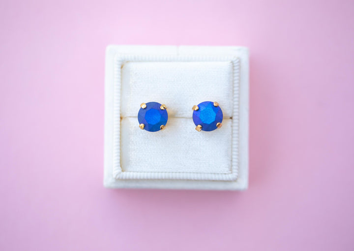 Sapphire Frost Stud Earrings - 8mm