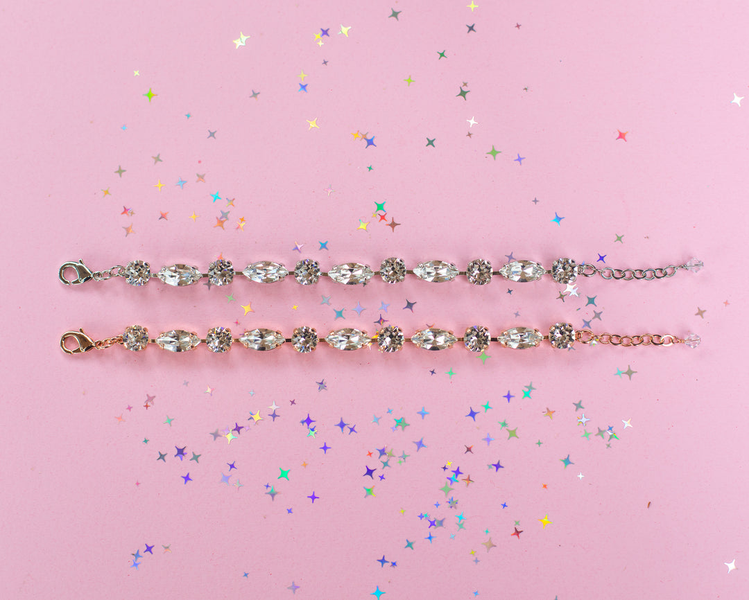 8mm/ Navette Crystal Bracelet: Crystal