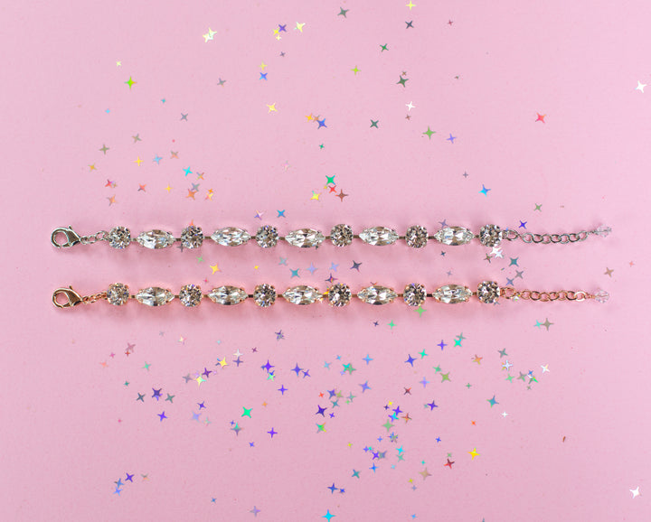 8mm/ Navette Crystal Bracelet: Crystal