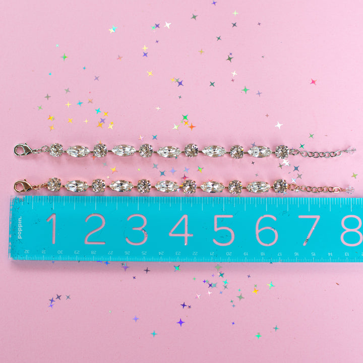 8mm/ Navette Crystal Bracelet: Crystal