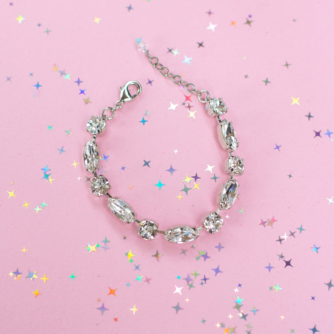 8mm/ Navette Crystal Bracelet: Crystal
