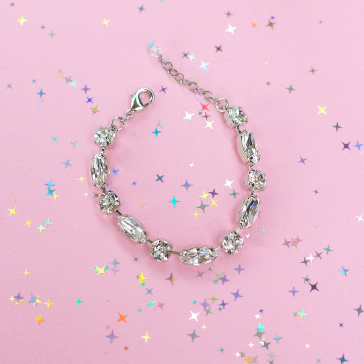 8mm/ Navette Crystal Bracelet: Crystal