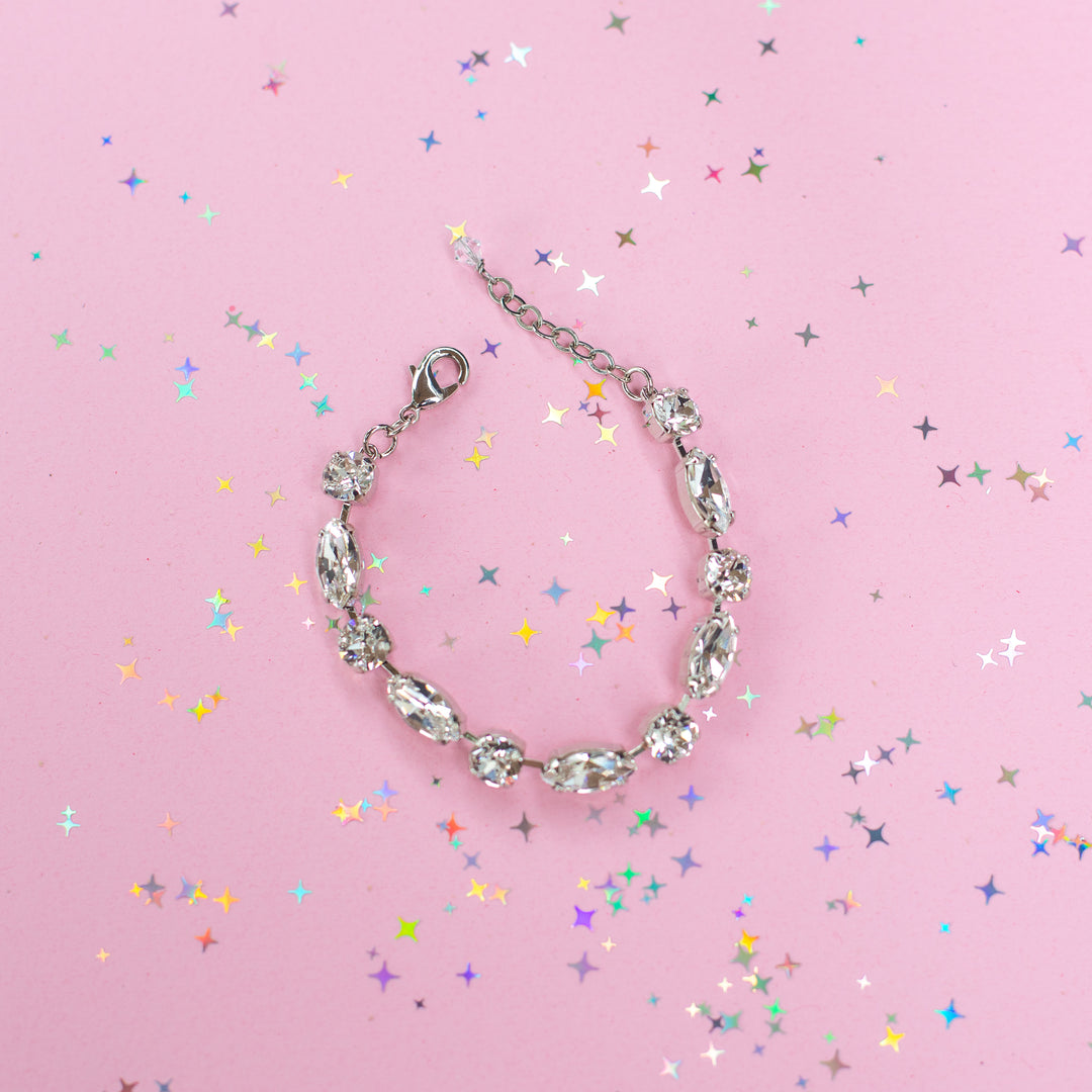 8mm/ Navette Crystal Bracelet: Crystal